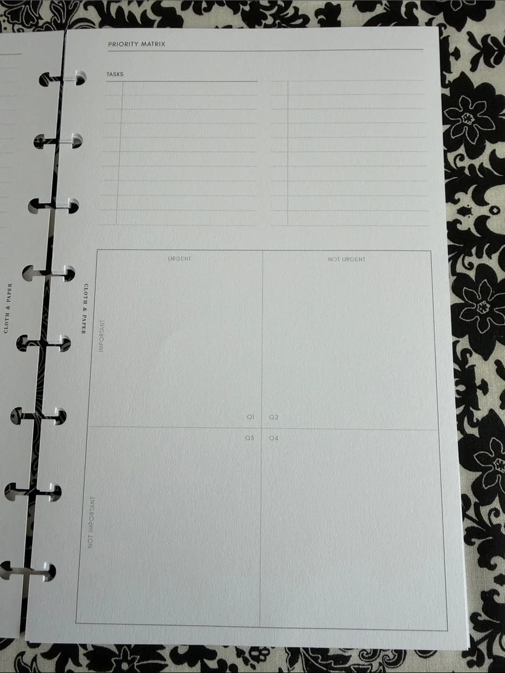 Cloth & Paper Insert Priority Matrix